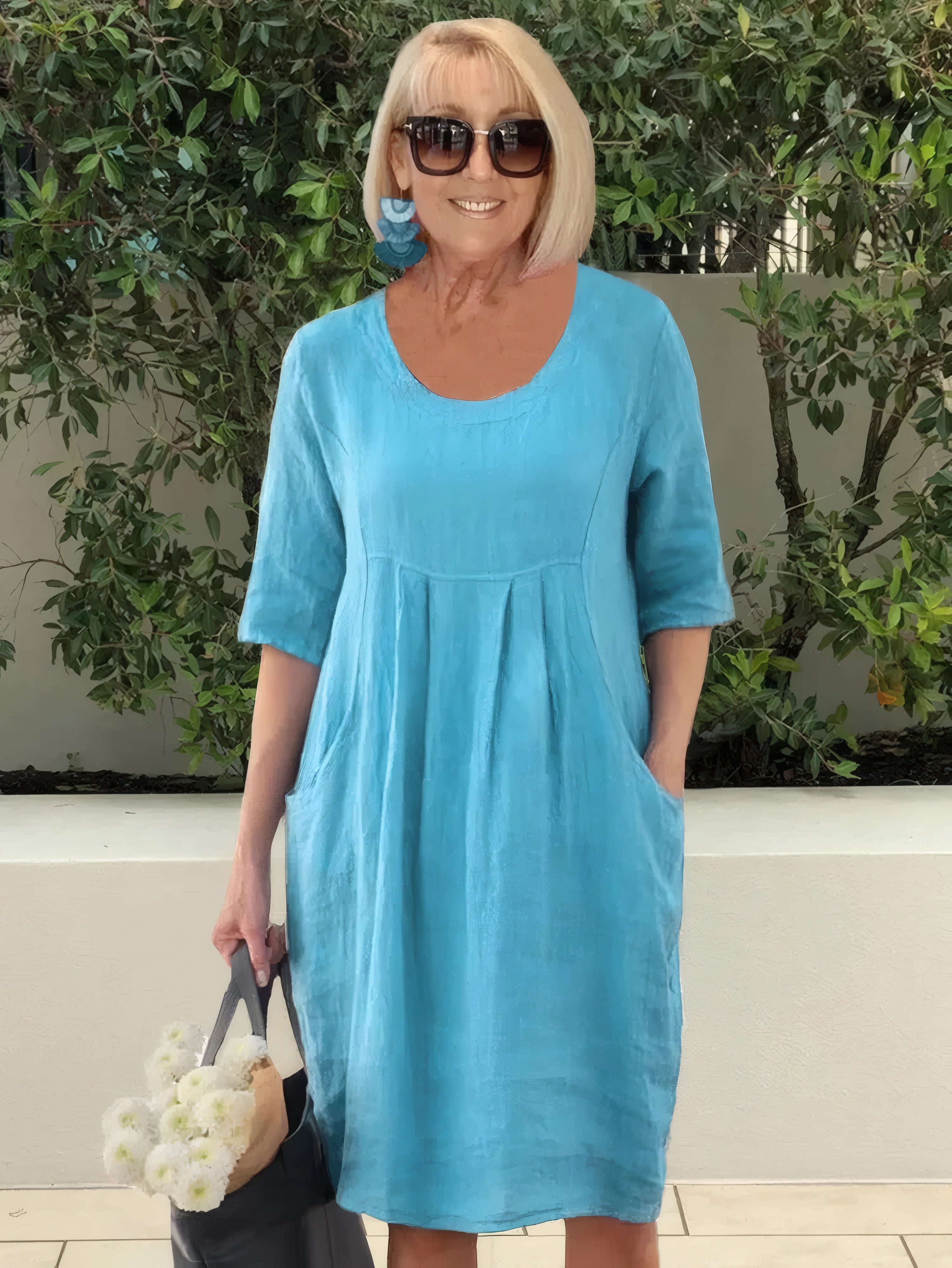Jackie | Summer Tunic Dress with Pockets Blue, photo studio