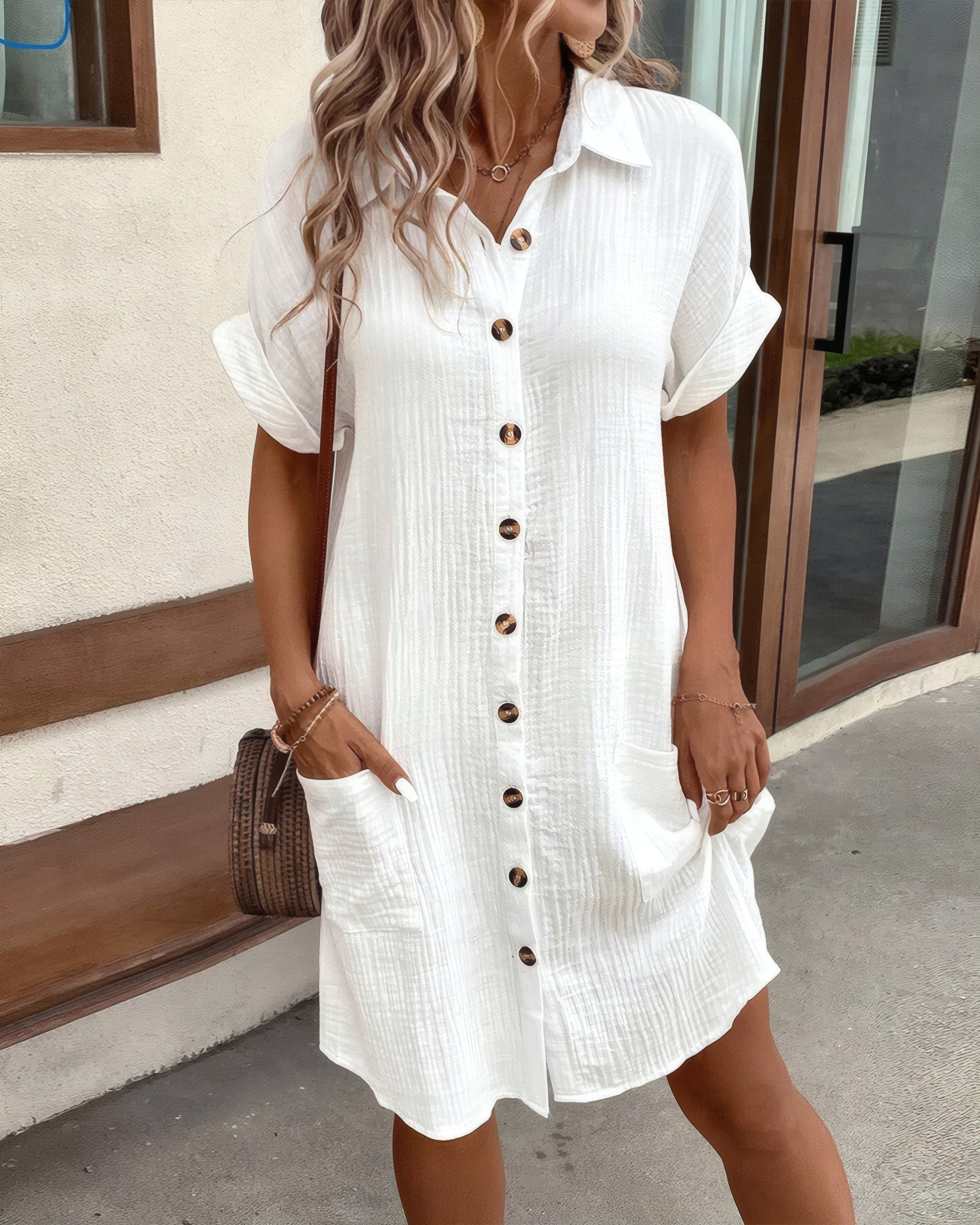 Carlotta | Casual Elegant Dress White, photo studio