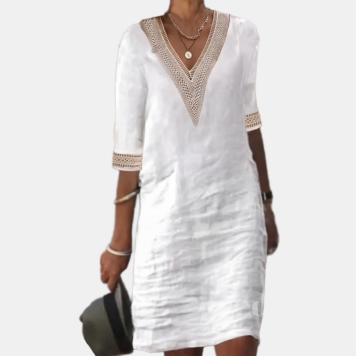 Camille | Boho Summer Dress White, photo studio