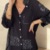Caterina | Oversized Letter Print Shirt