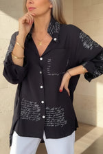 Caterina | Oversized Letter Print Shirt