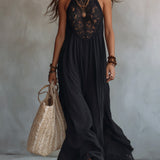 Elegant Bohemian Sleeveless Soft Drape Statement Evening Maxi Dress