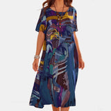 Briony | Flowy Midi Dress with an Artistic Print