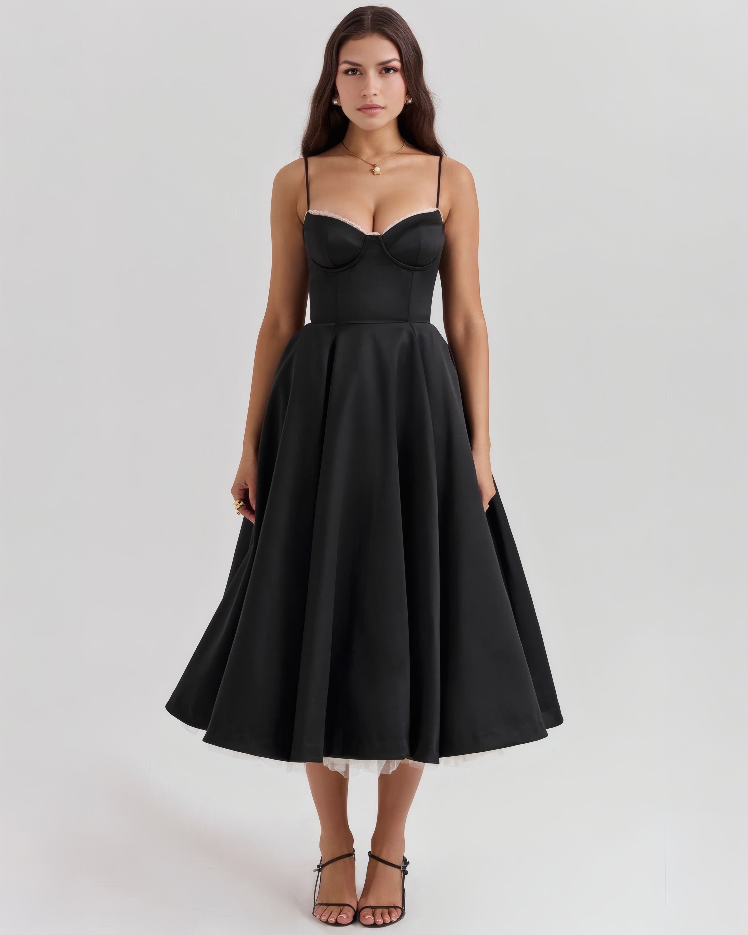 Inez | Elegant Midi Dress Black, photo studio