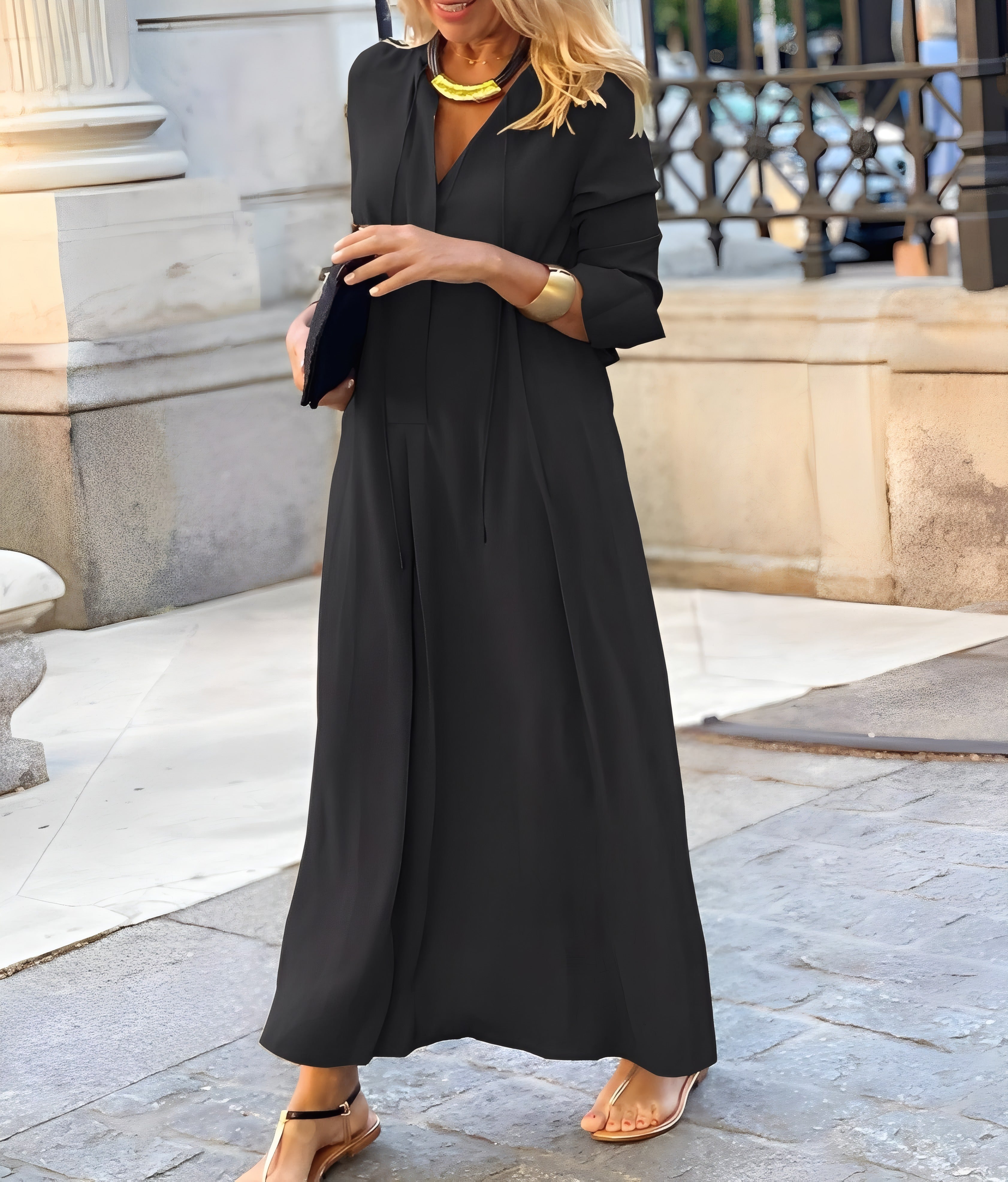 Crystal | Casual Maxi Dress Black, photo studio