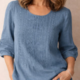 Dina | Round-Neck Blouse with Elastic Cuffs