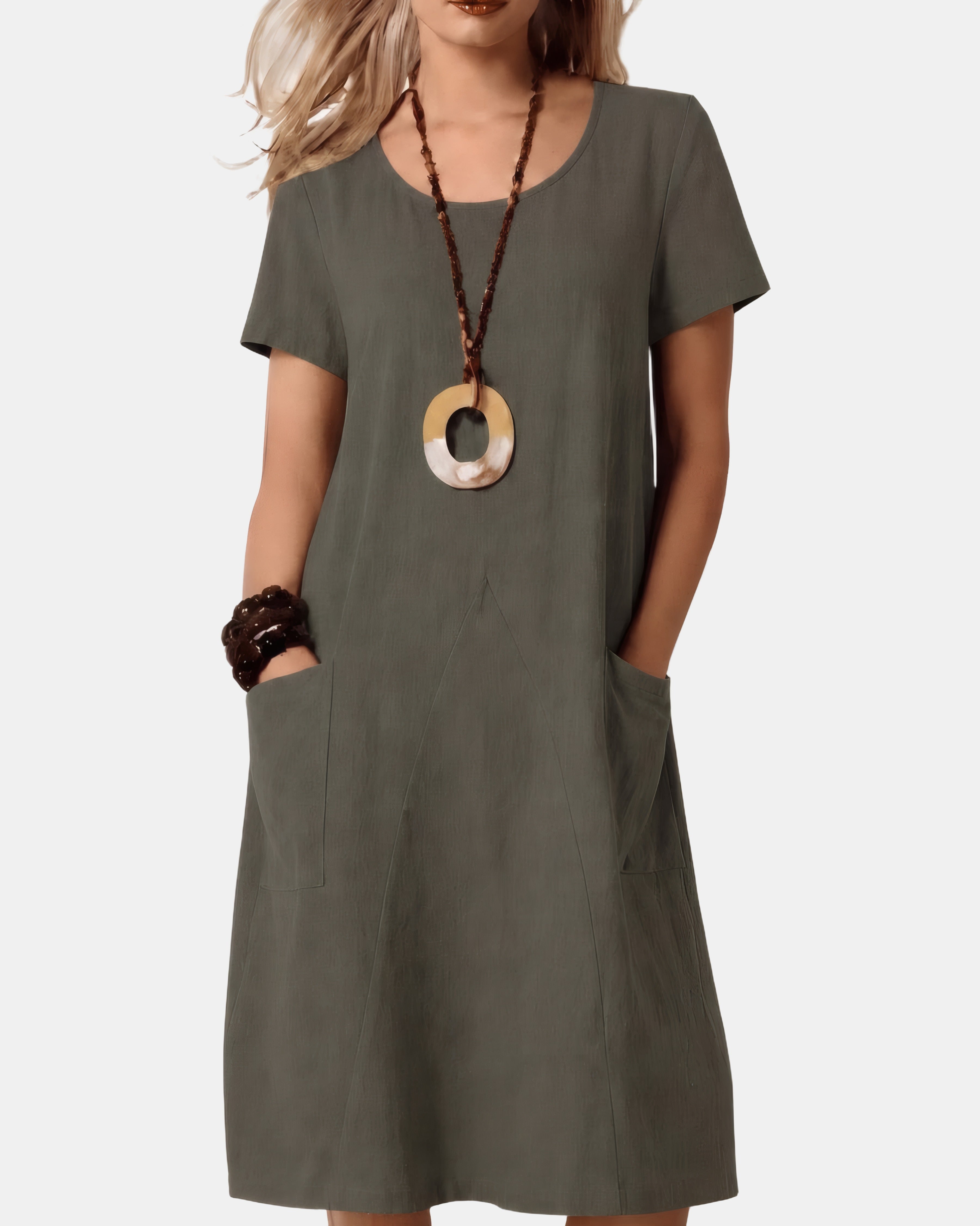 Adelina | Modern Boho Midi Dress Green, photo studio