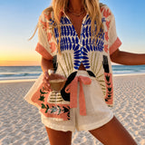 Anaelle | Botanical Art Print Shirt and Tie-Waist Shorts Set
