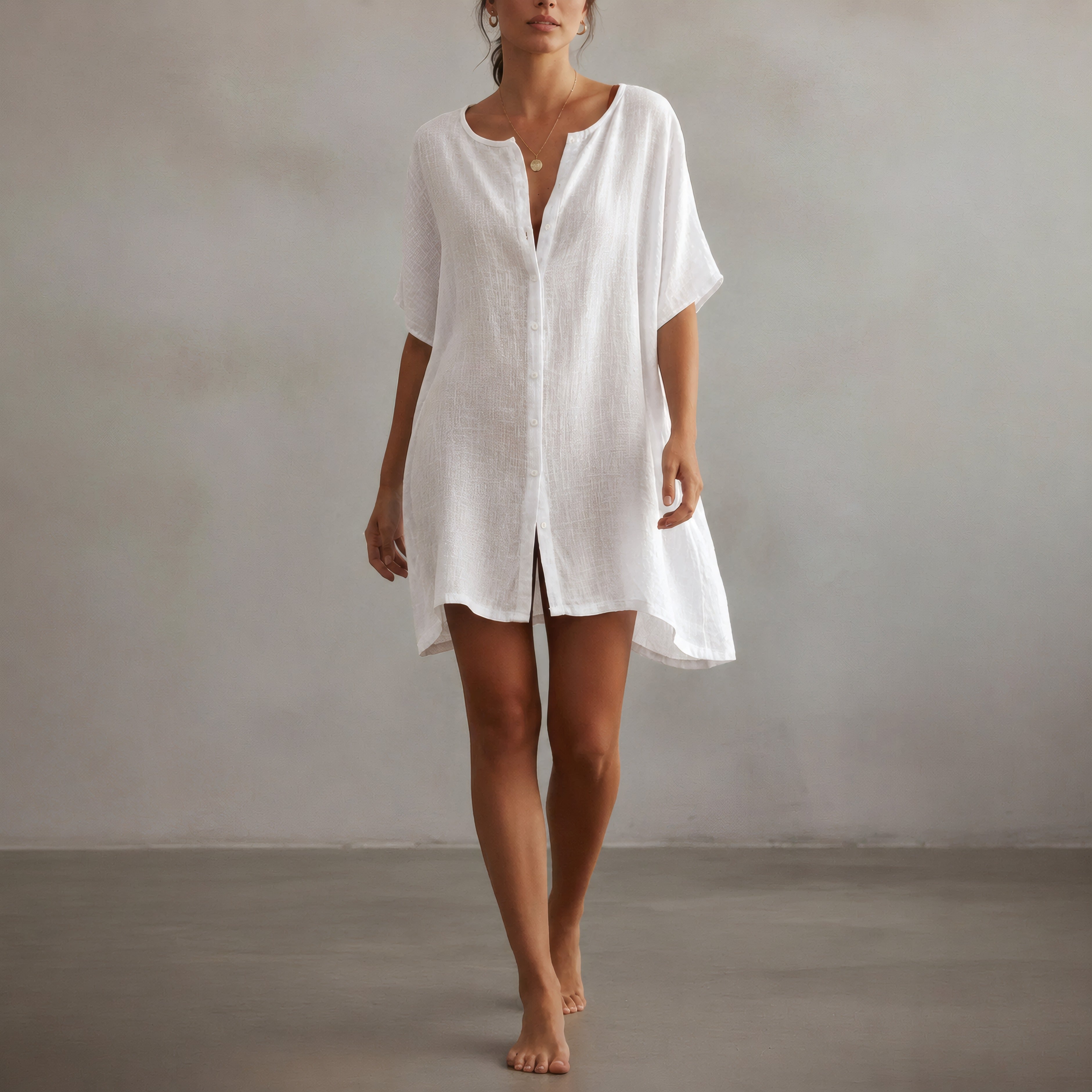 Dorothea | Casual Comfy Dress White, photo studio