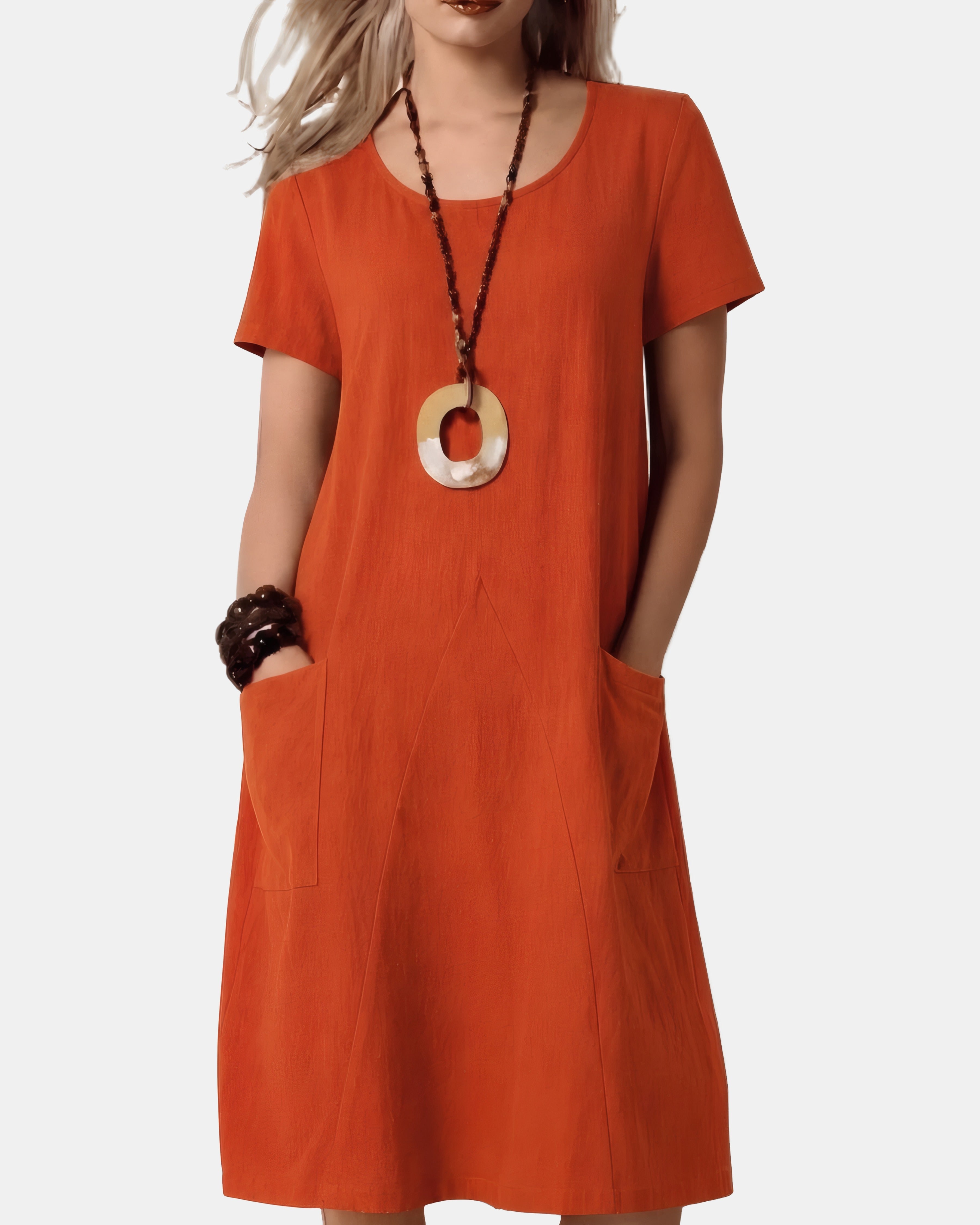 Adelina | Modern Boho Midi Dress Orange, photo studio