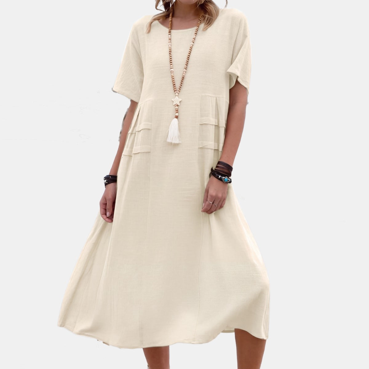 Carys | Flowy Comfy Dress Khaki, photo studio