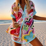 Arsinoe | Watercolour Heart Print Shirt and Shorts Set