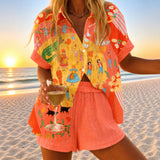 Clio | Storybook Print Shirt and Solid Shorts Set