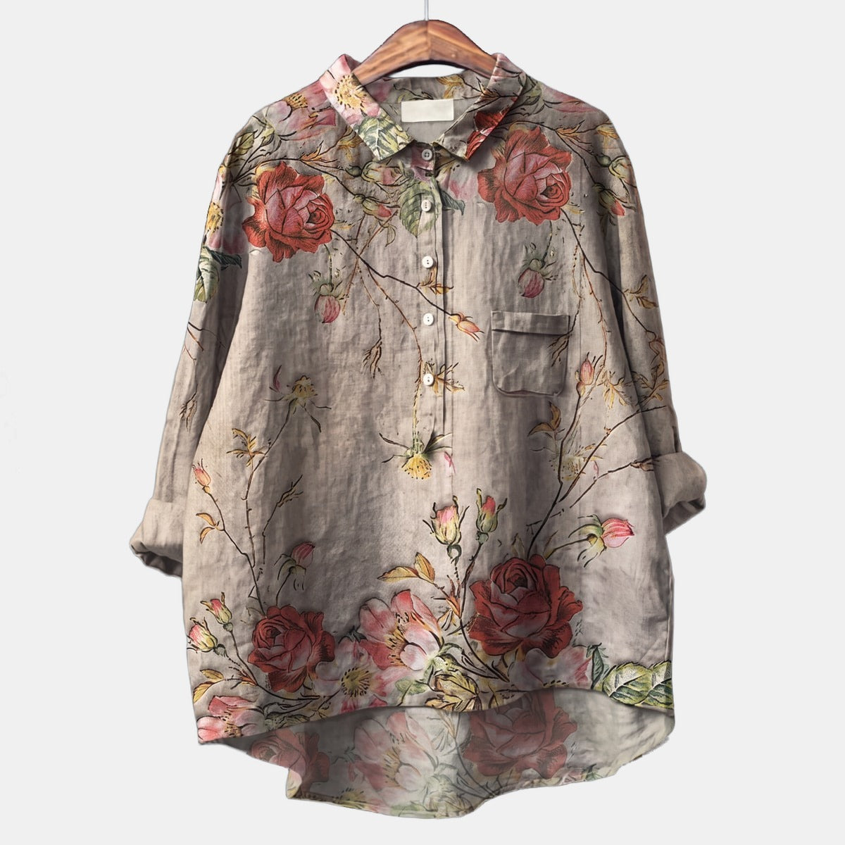 Mariella | Vintage Romantic Print Blouse Pink, photo studio