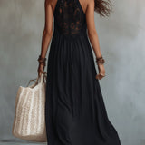 Elegant Bohemian Sleeveless Soft Drape Statement Evening Maxi Dress