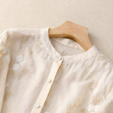 Allison | Floral Embroidered Blouse with Three-Quarter Sleeves