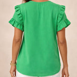 Alessandra | Short-Sleeve Tiered Ruffle Blouse