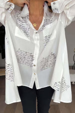 Caterina | Oversized Letter Print Shirt