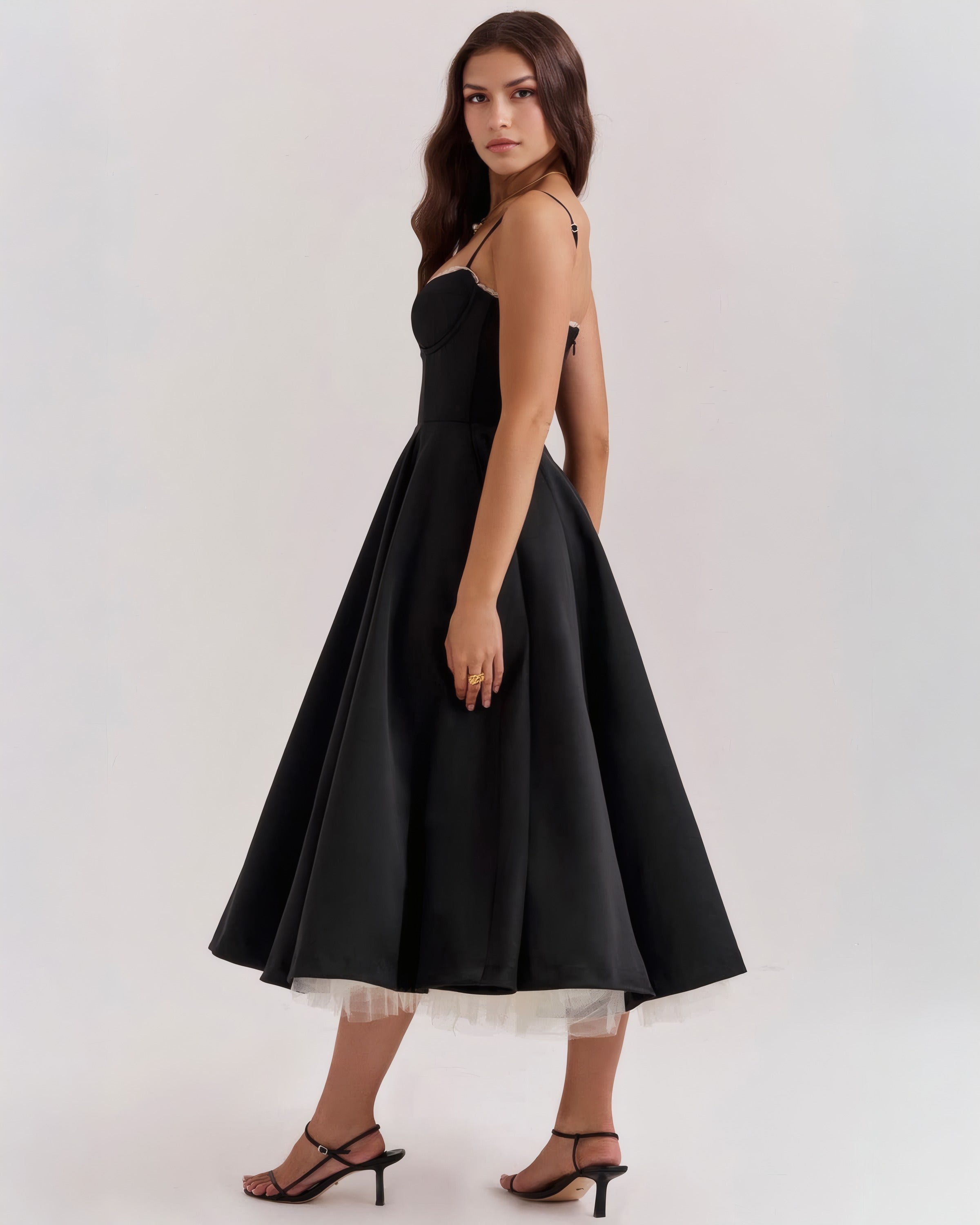 Inez | Elegant Midi Dress Black, photo studio