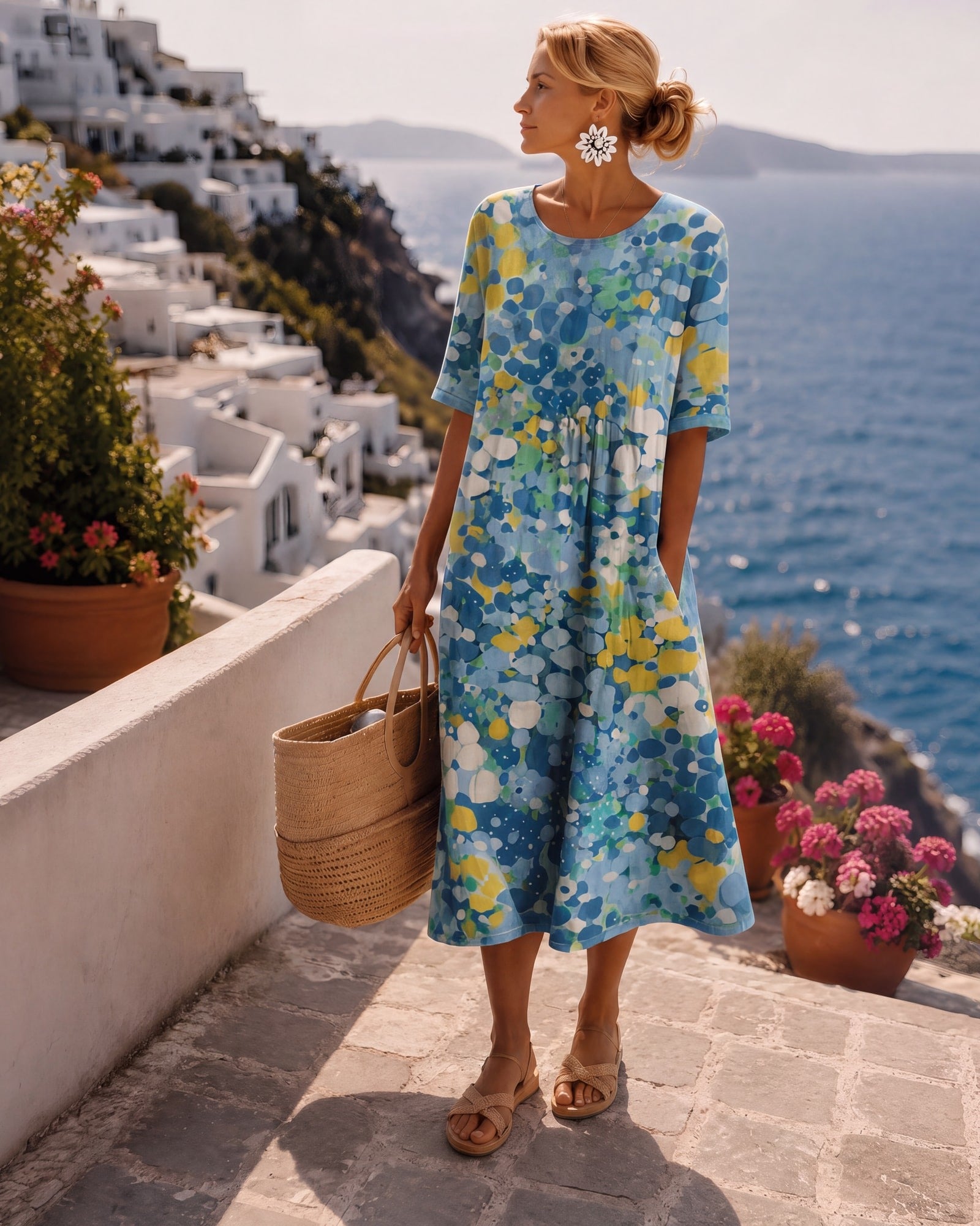 Remy | Vintage Floral Midi Dress Blue, photo studio