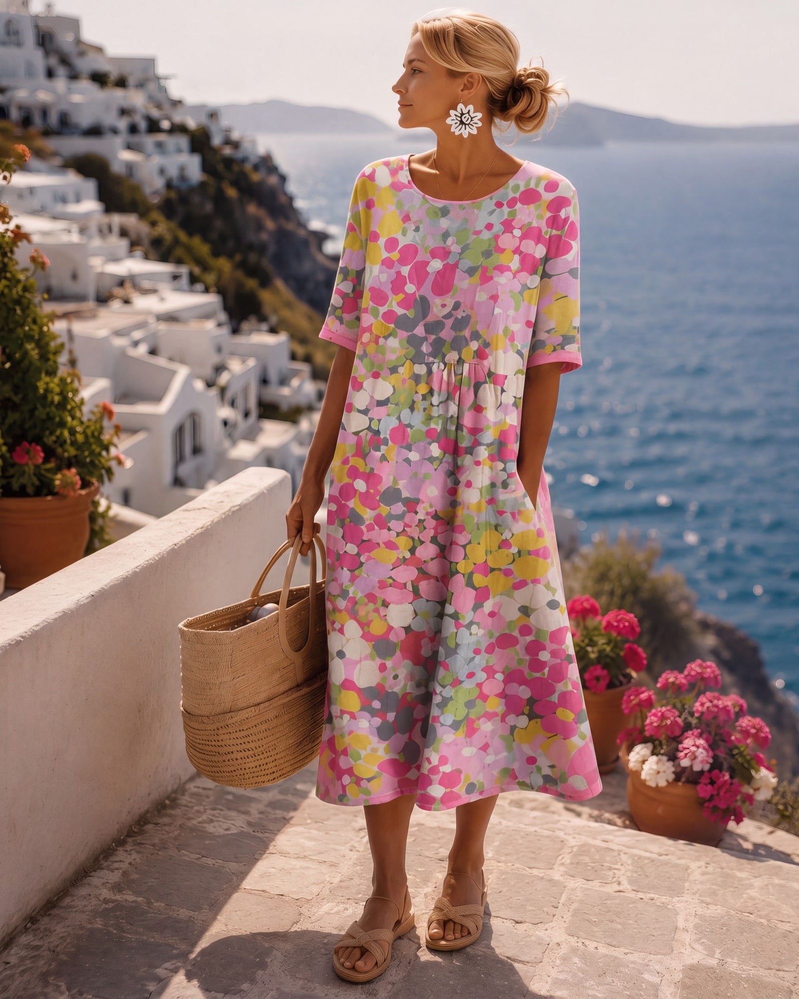 Remy | Vintage Floral Midi Dress Pink, photo studio