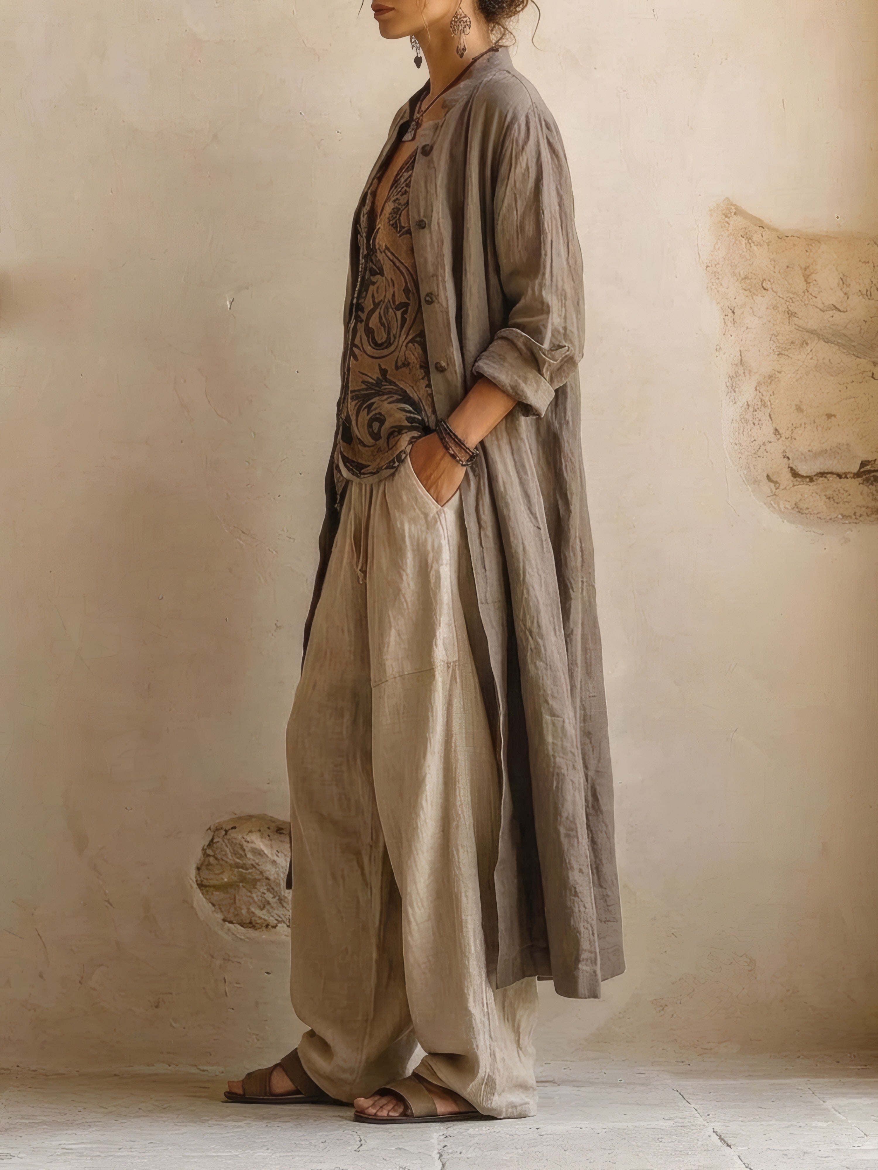 Sienna | Layered Three-Piece Set Brown, photo studio