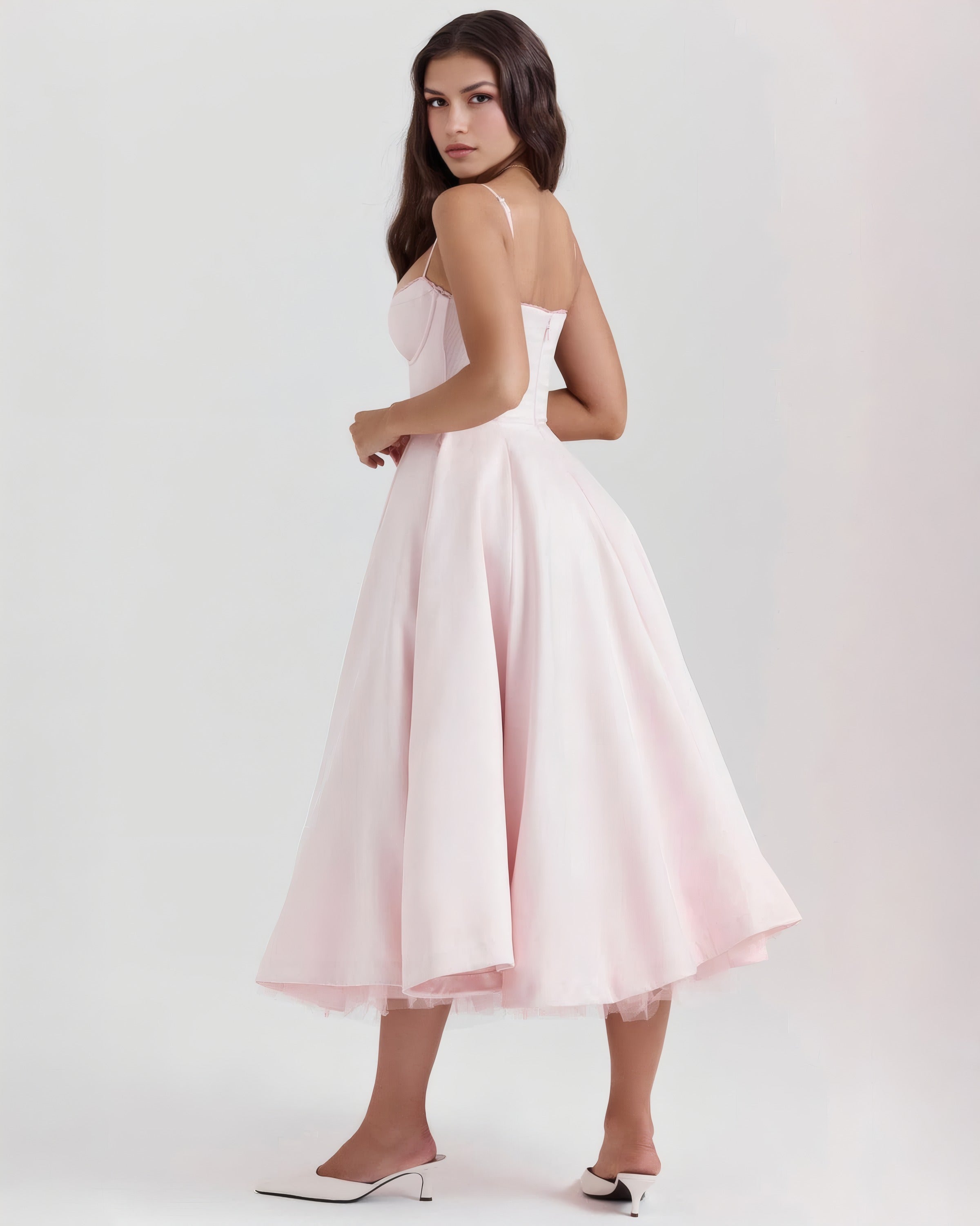 Inez | Elegant Midi Dress Blush Pink, photo studio