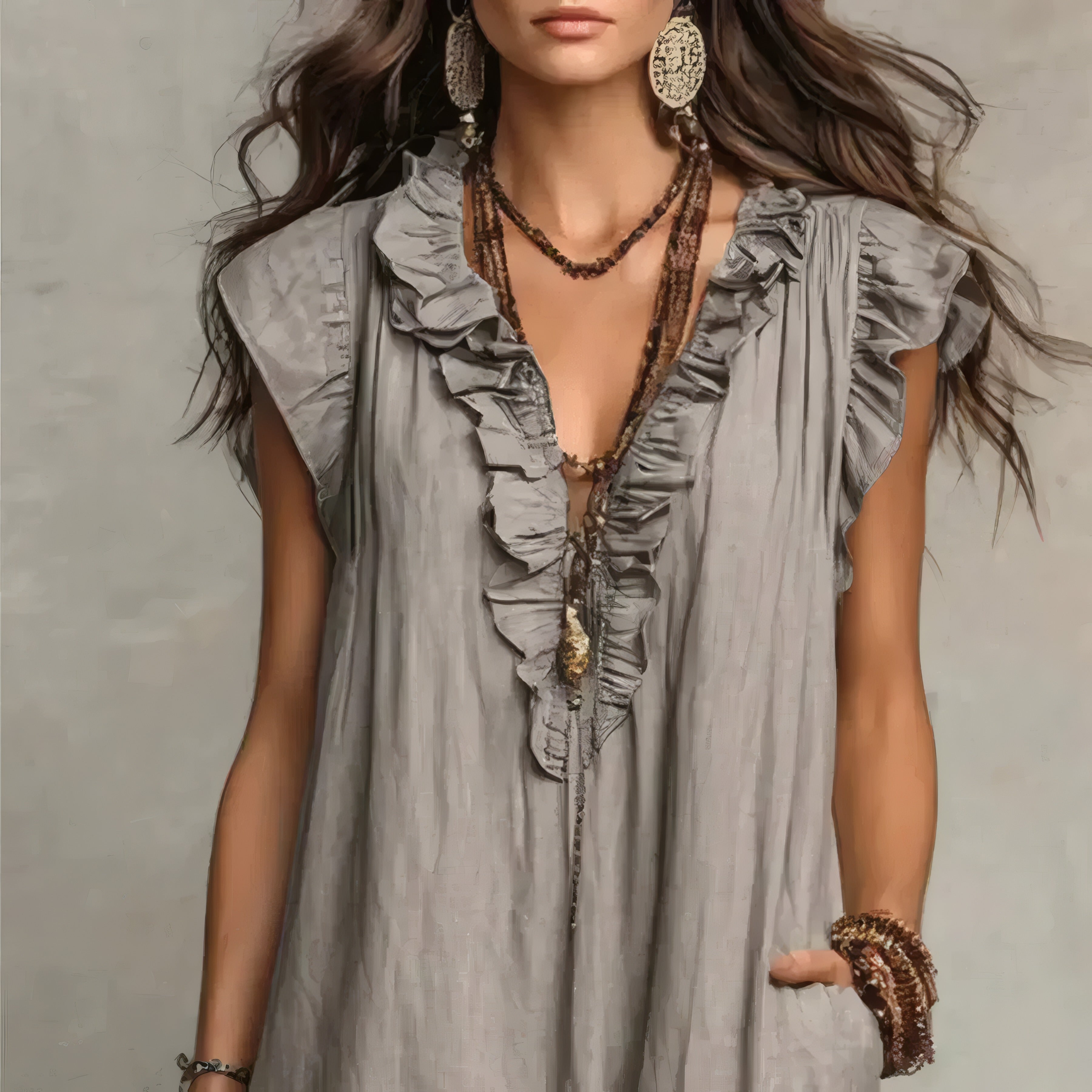 Zoey | Long Bohemian Dress Black, photo studio