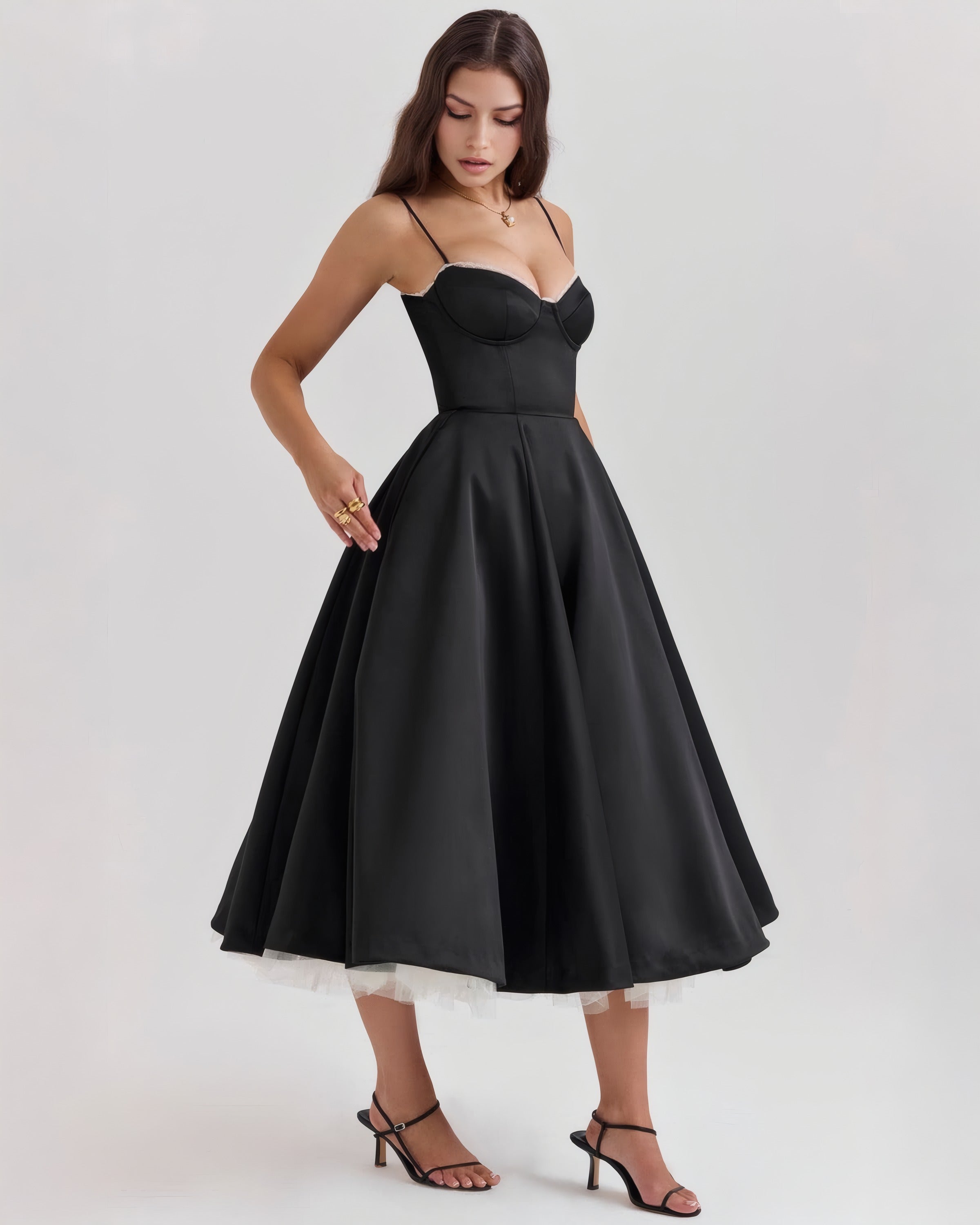 Inez | Elegant Midi Dress Black, photo studio