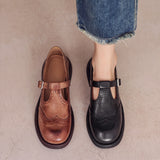 Fionnuala | Brogue T-Bar Mary Janes with a Buckle Strap