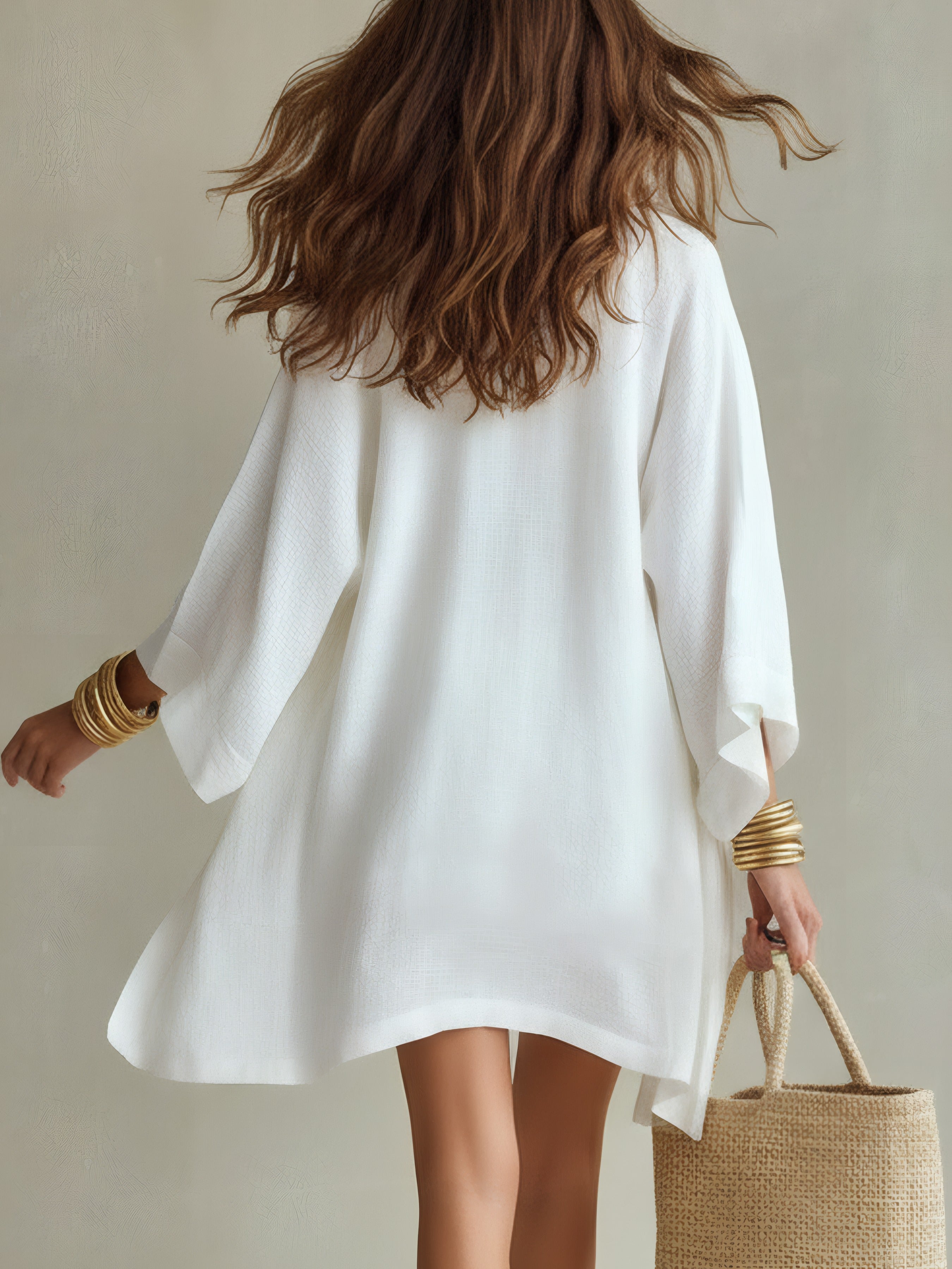 Lightweight Layered Casual Three-Piece Set White, photo studio