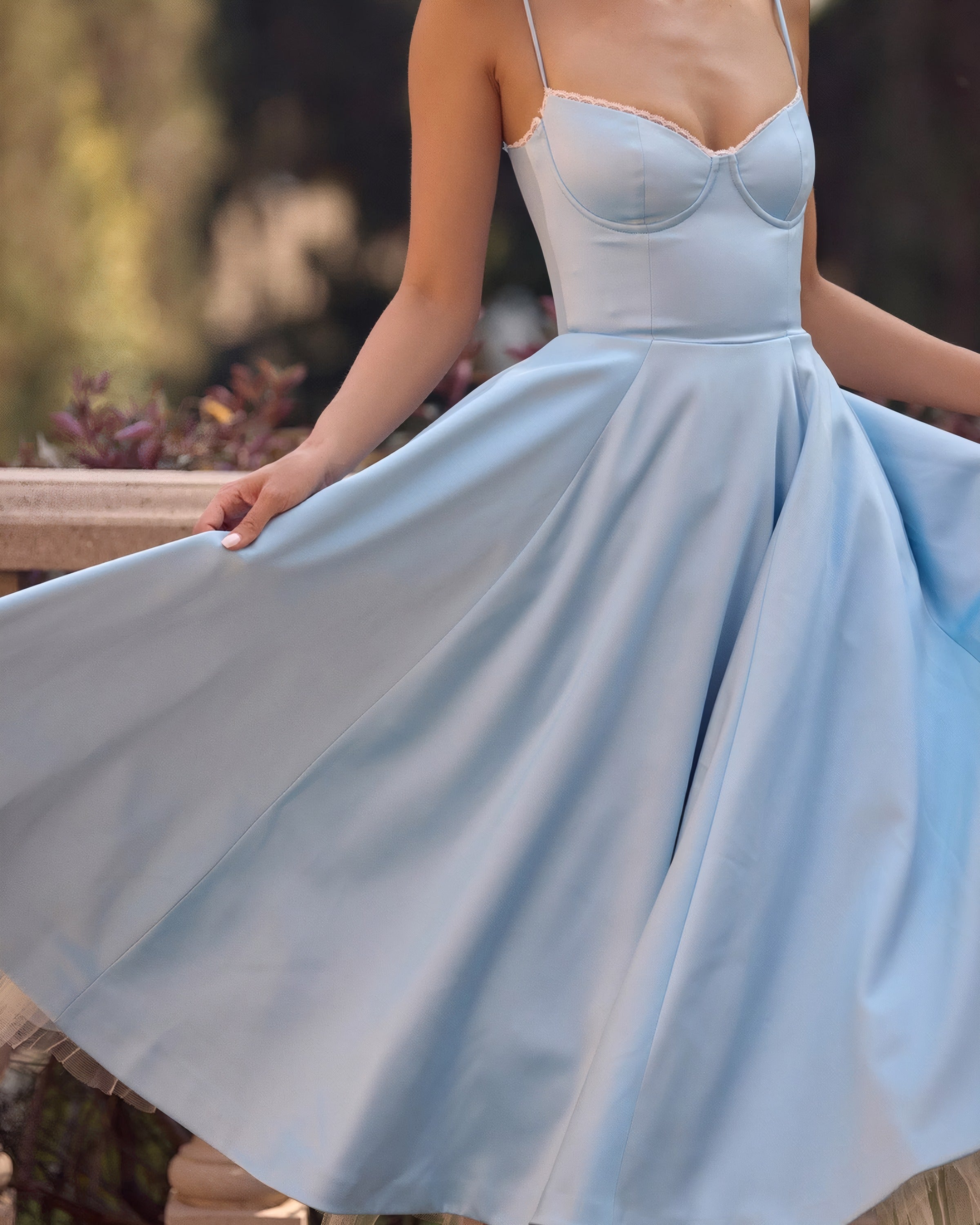 Inez | Elegant Midi Dress Baby Blue, photo studio