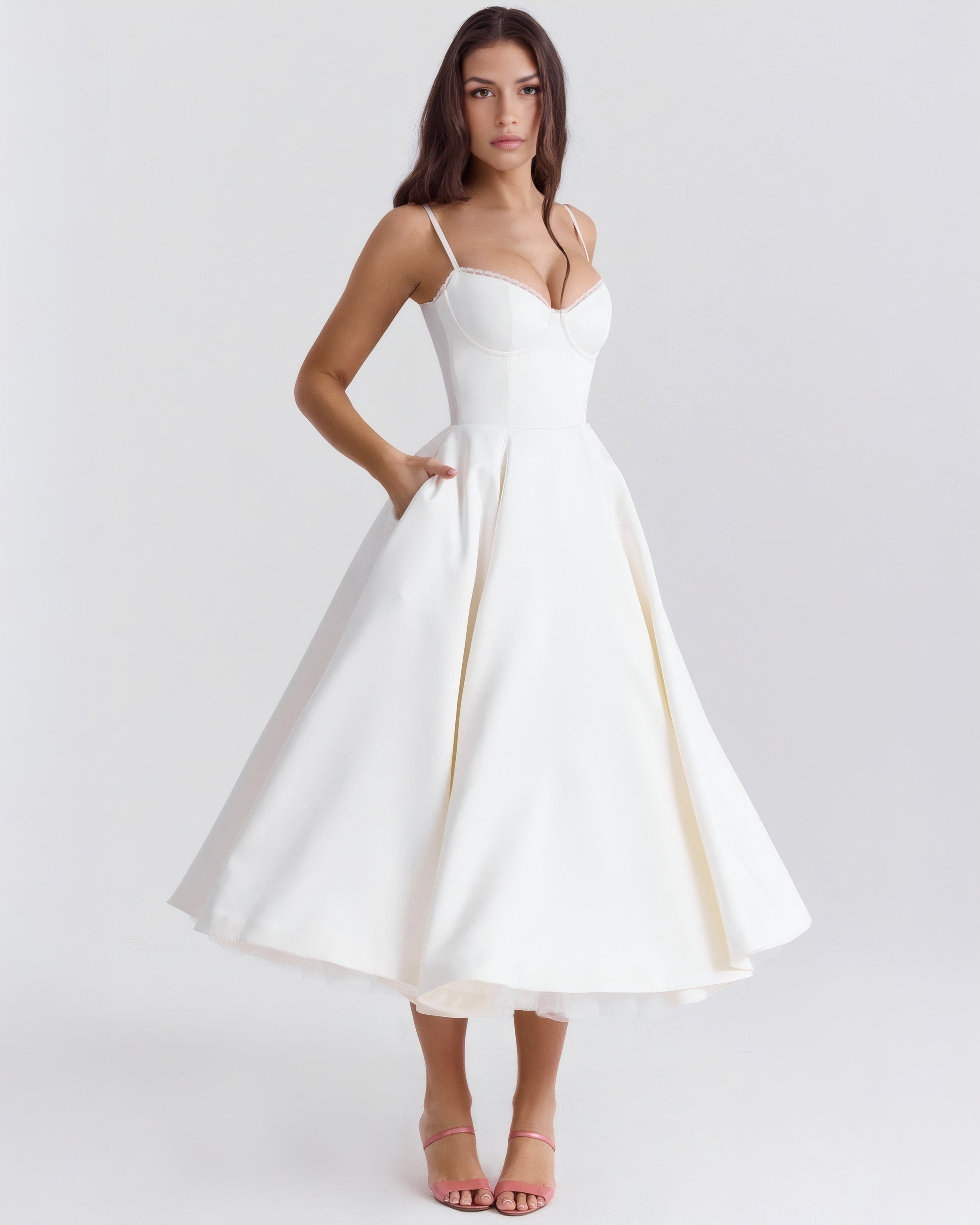 Inez | Elegant Midi Dress Black, photo studio
