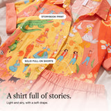 Clio | Storybook Print Shirt and Solid Shorts Set
