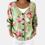 Comfy Button-Front Knit Cardigan in Sage Rose
