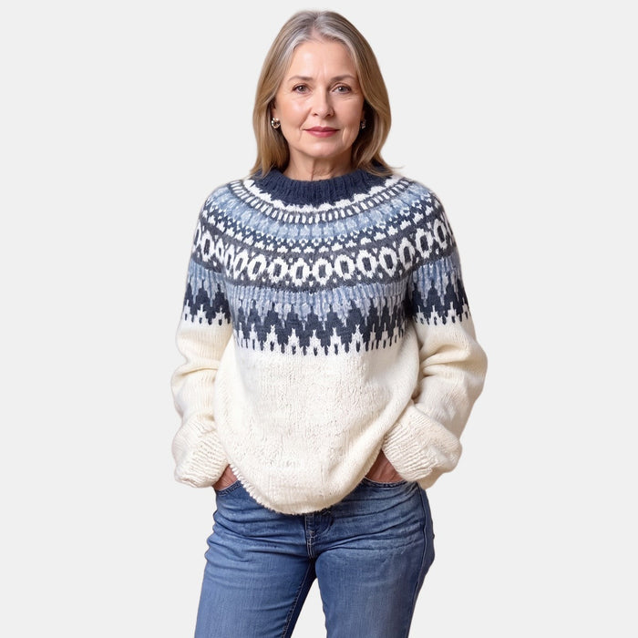 Cream and Navy Nordic Jumper