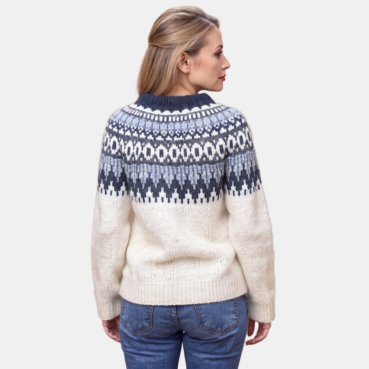 Cream and Navy Nordic Jumper