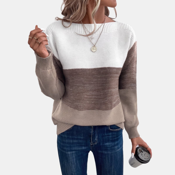 Cream and Taupe Colourblock Jumper