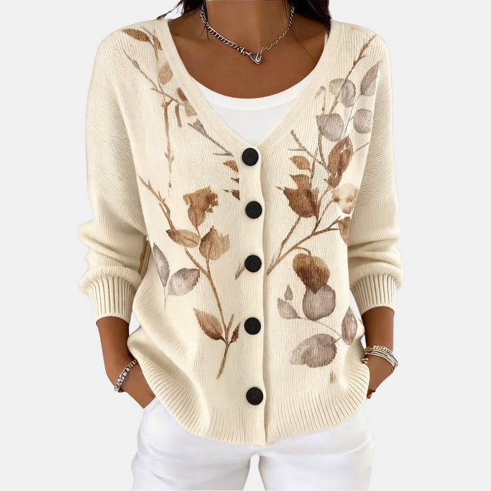 Cream Botanical Cardigan