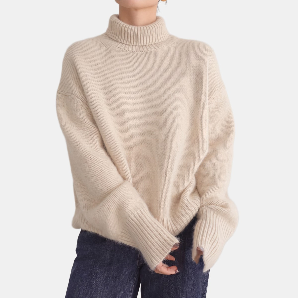 Cream Chunky Turtleneck Jumper