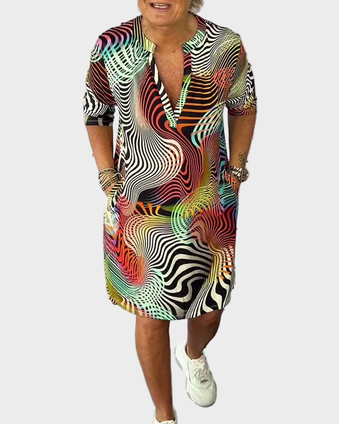 Mary | Colourful V-Neck Dress