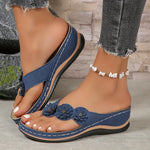 Sophia | Orthopaedic Toe-Post Sandals with Flower Appliqués