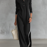 Maya | Contrast-Trim Maxi Shirt Dress