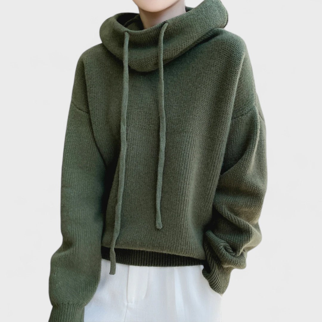 Drawstring Funnel-Neck Jumper