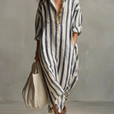 Luisa | Women's Striped Oversized Maxi Shirt Dress