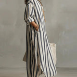 Luisa | Women's Striped Oversized Maxi Shirt Dress