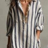 Luisa | Women's Striped Oversized Maxi Shirt Dress
