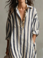 Luisa | Women's Striped Oversized Maxi Shirt Dress