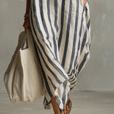 Luisa | Women's Striped Oversized Maxi Shirt Dress