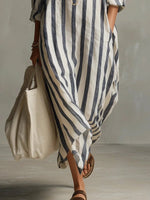 Luisa | Women's Striped Oversized Maxi Shirt Dress